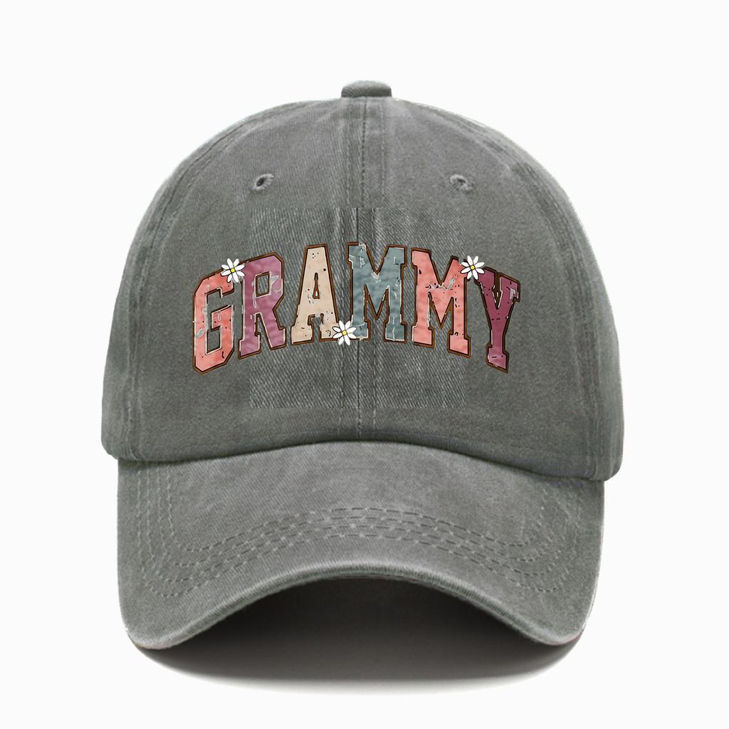 Women's Vintage Grammy Print Baseball Cap- Vintage Washed Adjustable Hat, Suitable for Spring and Summer, Lightweight and Breath
