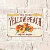 1PC Vintage Farm Fresh Yellow Peach Metal Tin Sign, Retro Fruit Wall Art, Sturdy Metal Plaque, 8x12 Inch Decor