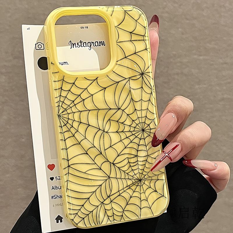 Black Spider Web Silicone Case For iPhone 13 16 15 14 12 Pro Cover for iPhone 15 16 Plus 13 11 12 14 15 16 17 Air Pro Max Cases