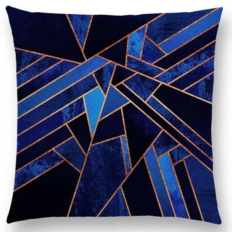 Neu Geo Smaragdblau Himmelblau Schwarze Nacht Gelbe Linien Geometrische Textur Streifen Drucke Auto Kissenbezug Sofa Überwurf Kissenbezug