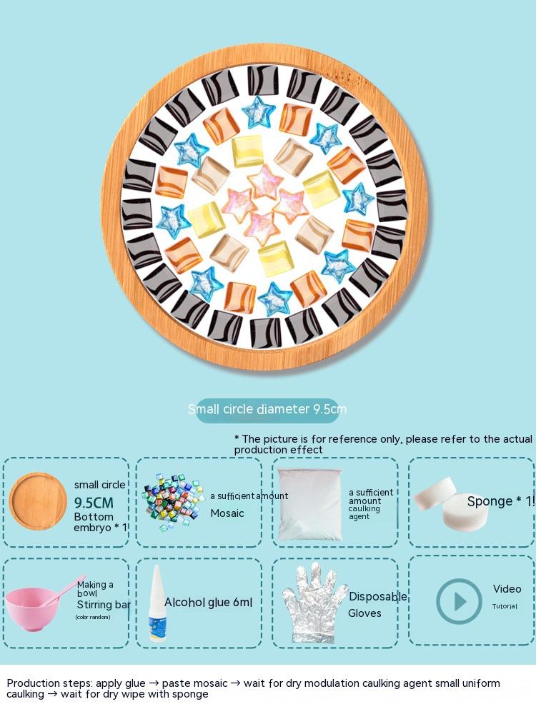 Bamboo Mosaic DIY Coasters Handmade Creative Material for Cup Tableware Mat Tray Placemat Mosaic Crystal Craft Tool Kit Kid Gift