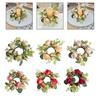 Candle Ring Candleholder Decoration Ornament Artificial Flowers Wreath Candlestick Holder for Tabletop Wedding Front Door