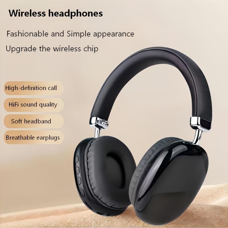 Wireless over-ear headphones, portable wireless music headphones with built-in microphone for calls, stretchable and rotatable, can be connected to