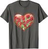 Red Rose Heart Garden Watercolor Graphic Tee Casual Cotton T-Shirt For Men