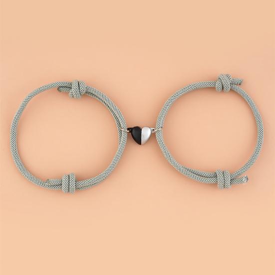 2Pcs Anti-rust Multi-color Fashion Nice-looking Exquisite Magnetic Heart Couple Hand Chain Lover Bracelet