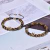 Natural Tiger Eye Stone Crown Bracelet, Natural Stone Copper Micro Inlaid with Zircon, Hexagonal Elastic Bracelet