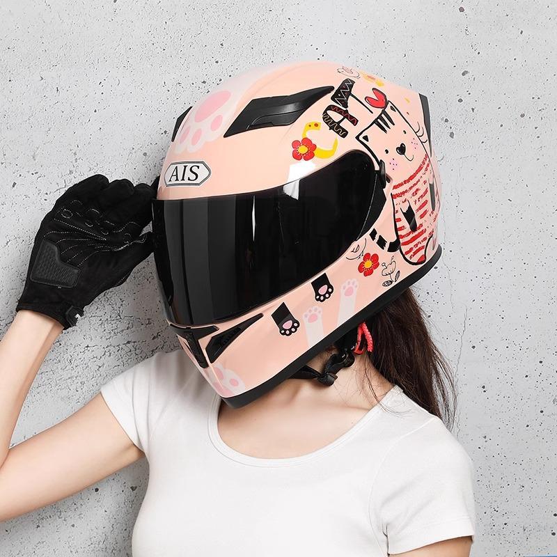 Helmet Motorcycle Men's Four Seasons Women's Full Helmet Breathable Personalized Bluetooth Locomotive Summer Double Mirror Hard Hat