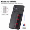 For Samsung Galaxy S25 Case RFID Blocking Carbon Fiber Leather Phone Back Cover with Card Holder