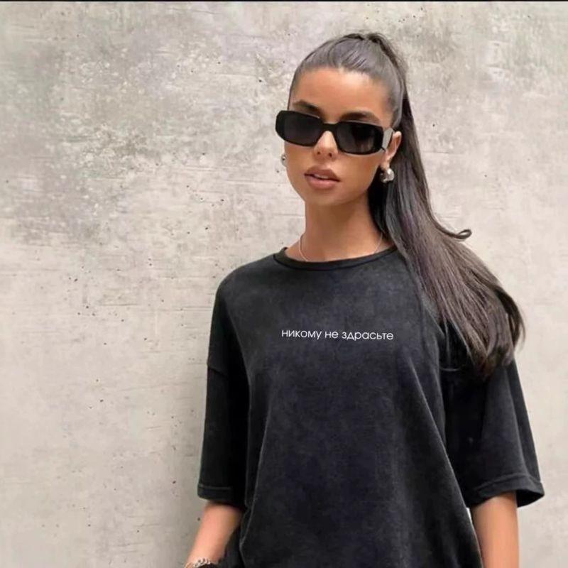 Fashion Style Print Letter Loose round Neck Short Sleeve T-shirt Loose round Neck Short Sleeved