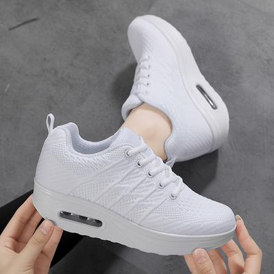Zapatillas deportivas de otoño con tejido de malla transpirable, estilo rockero, con plataforma y amortiguación de aire, para mujer, estilo casual y deportivo.