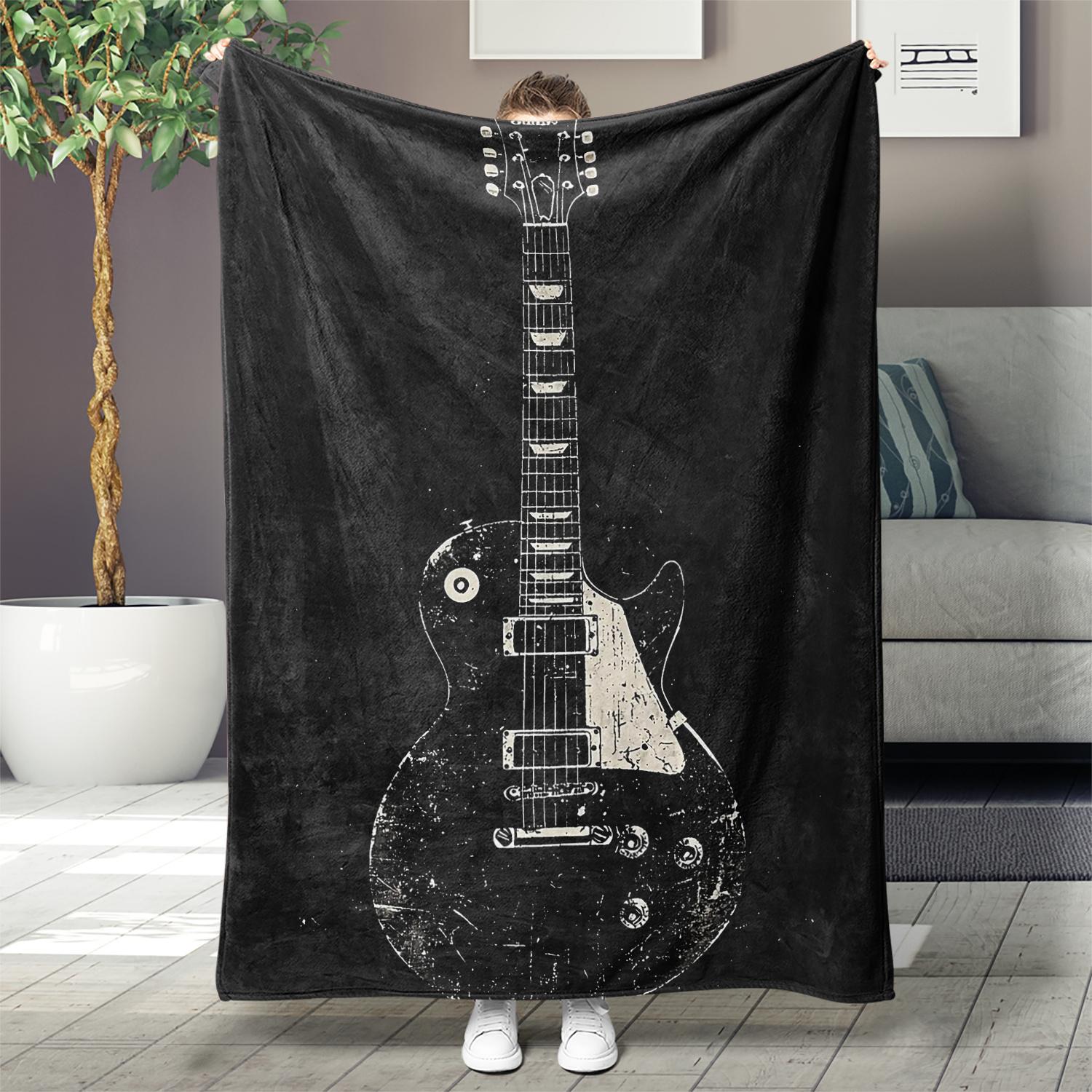 

Modern Guitar Pattern Flannel printed blanket suitable for all seasons suitable for living room office sofa and travel 180x250CM 75x90cm