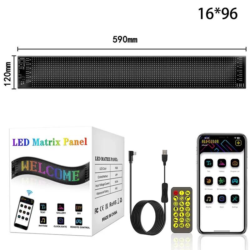 

JOYBLISS Умный Bluetooth LED Экран Дисплея Бегущая строка Вывеска Ультратонкий Мягкий Гибкий Рекламный Свет для Магазина Автомобиля 16x96 LEDs 12x60CM