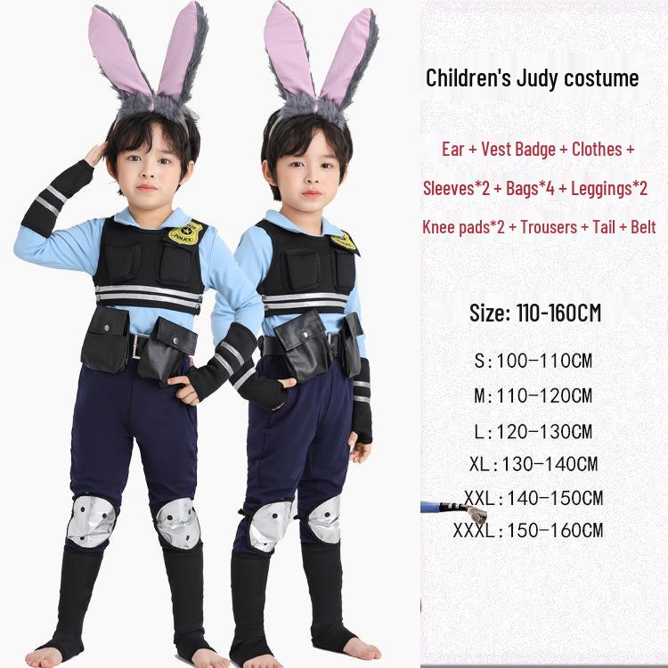 Judy Rabbit Police Officer Anime Cosplay Costume for Halloween Festival