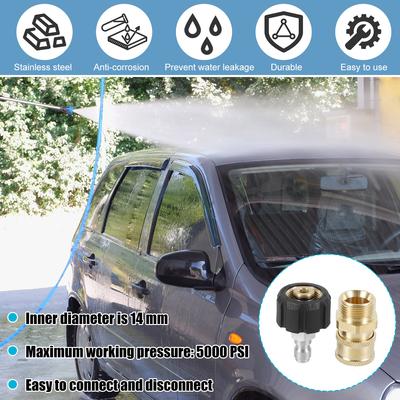 Car Washer Foam Lance Connector Pressure Washer Hose Connector Adapter Set Stainless Steel M22 To 1/4inch Quick Connector Kit