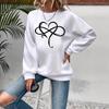 Valentine's Day Women's Retro Heart Print Long Sleeve Casual Round Neck Sweatshirt