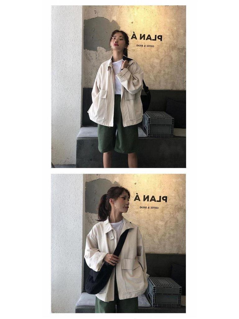 2025 Autumn/Winter Korean Style Loose Short Jacket for Female Students - Harajuku & Hong Kong Style Versatile Windbreaker.