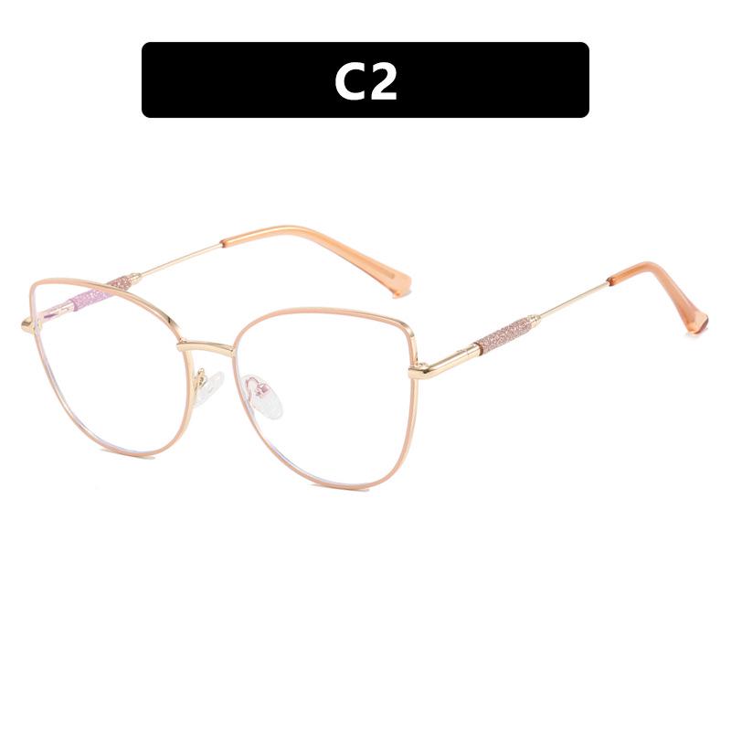 Metal Cat Eye Flat-Lens Glasses 2024: Trendy Anti-Blue Light Frames in Xiaohongshu Celebrity Style