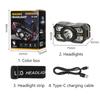 Led Rechargeable Headlamp Motion Sensor Waterproof Head Flashlights Torch For Outdoor Camping Fishing Head Lamp Search Light