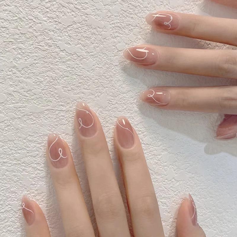 

24 шт. Короткие искусственные ногти однотонные круглая головка полностью готовые накладные ногти пластырь накладные ногти советы носимые