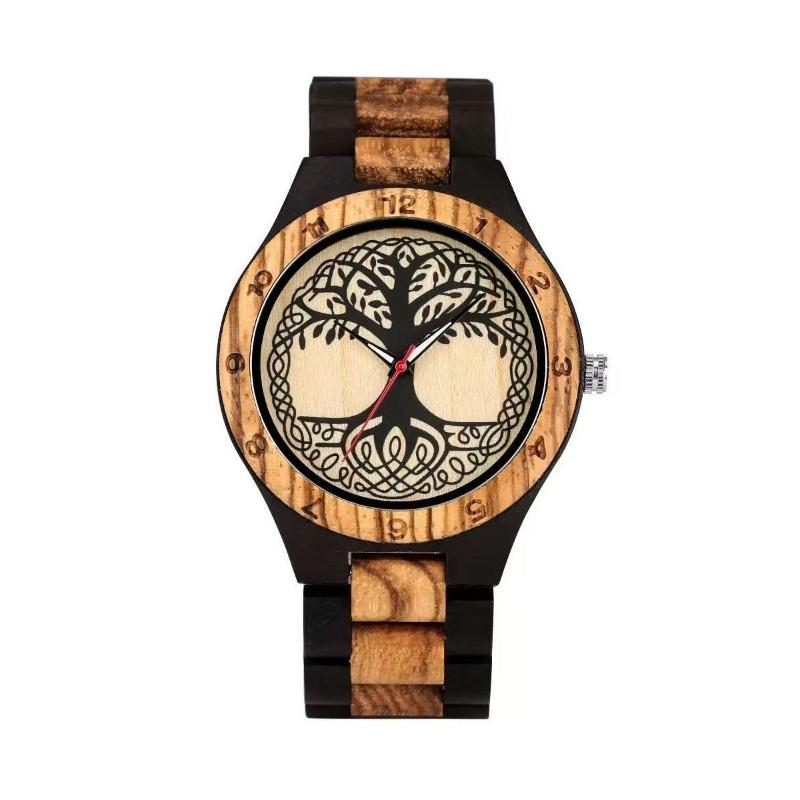 Top Marke Europäische und Amerikanische Holz Herrenuhr Mode Lässig Zebrano Holz Großes Zifferblatt Uhr
