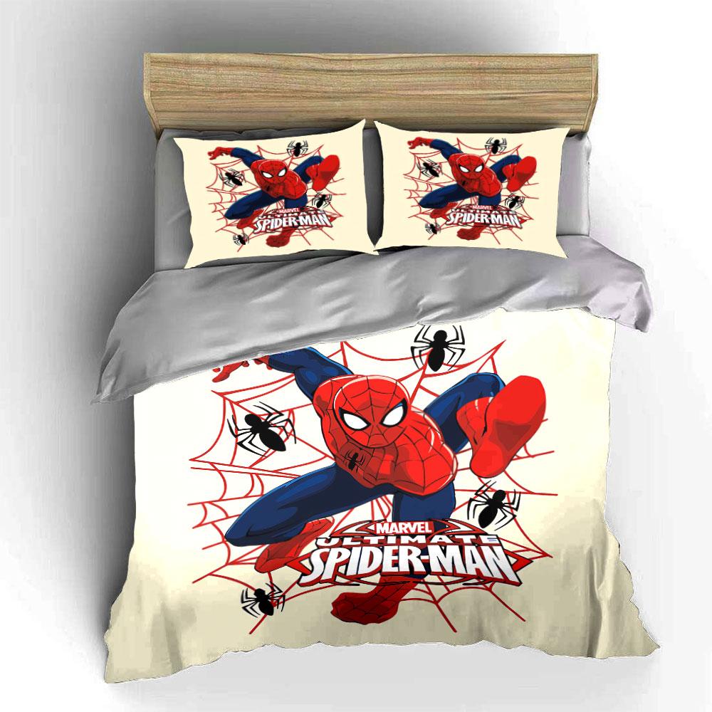 Marvel Ultimate Spider-Man Design Bettwäsche Bettbezug Set Bettbezug Kissenbezüge (1*Bettbezug 2*Kissenbezüge, ohne Bettdecke)