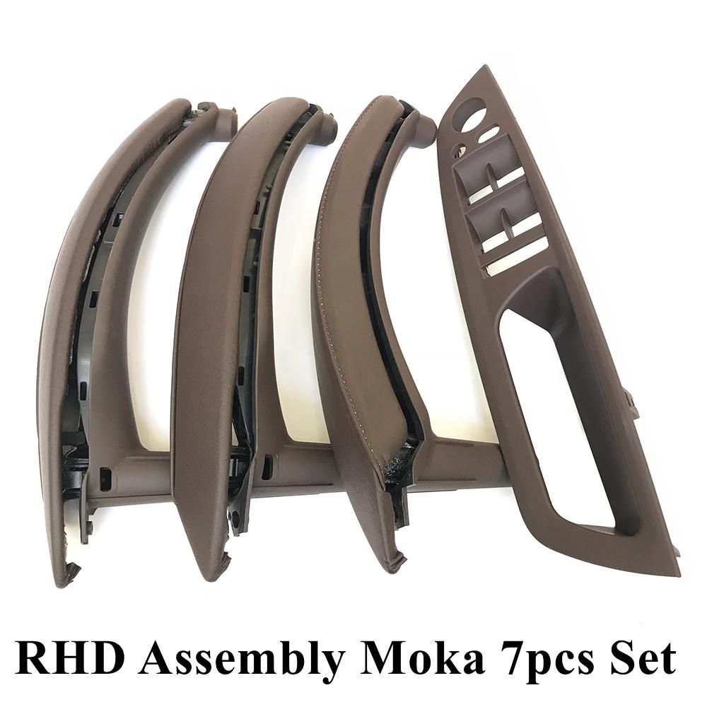LHD RHD Car Interior Armrest Door Handle Inner Panel Pull Trim Leather Outer Cover Set For BMW X5 X6 E70 E71 E72 2007-2013