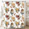 Forest Mushrooms Autumn Leaves Shower Curtainprinted Polyester Waterproof Bathroom Decorative Wall Hanging (White)