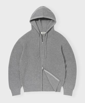 GLW Oversize'owy Dwustronny Szary Dzianinowy Bluza z Kapturem na Zamek