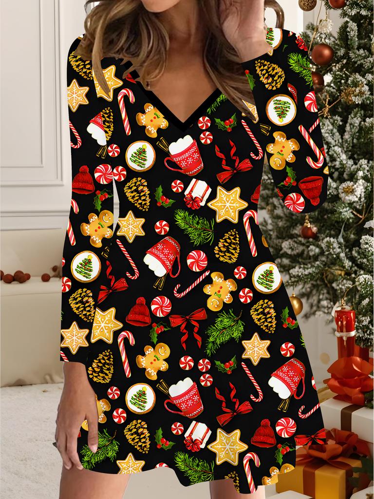 Sukienka Drukowana 3D Ekskluzywny Modny Element dla Kobiet na Jesień i Zimę Edycja Świąteczna