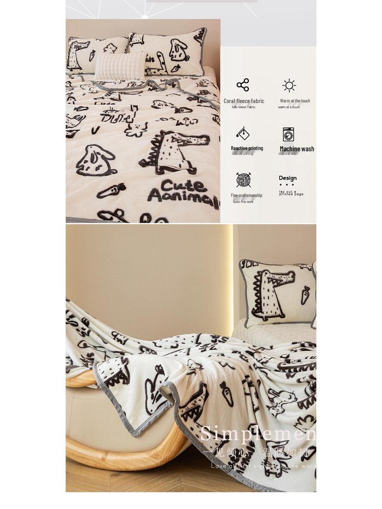 Milk Velvet Double-Sided Fleece Blanket: Office Nap, Sofa, Thick, Warm Style