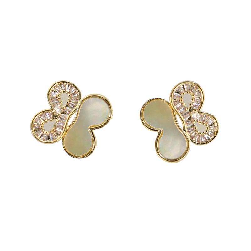Elegant Four-Leaf Zircon Flower Earrings – Luxurious and Versatile Design for Women