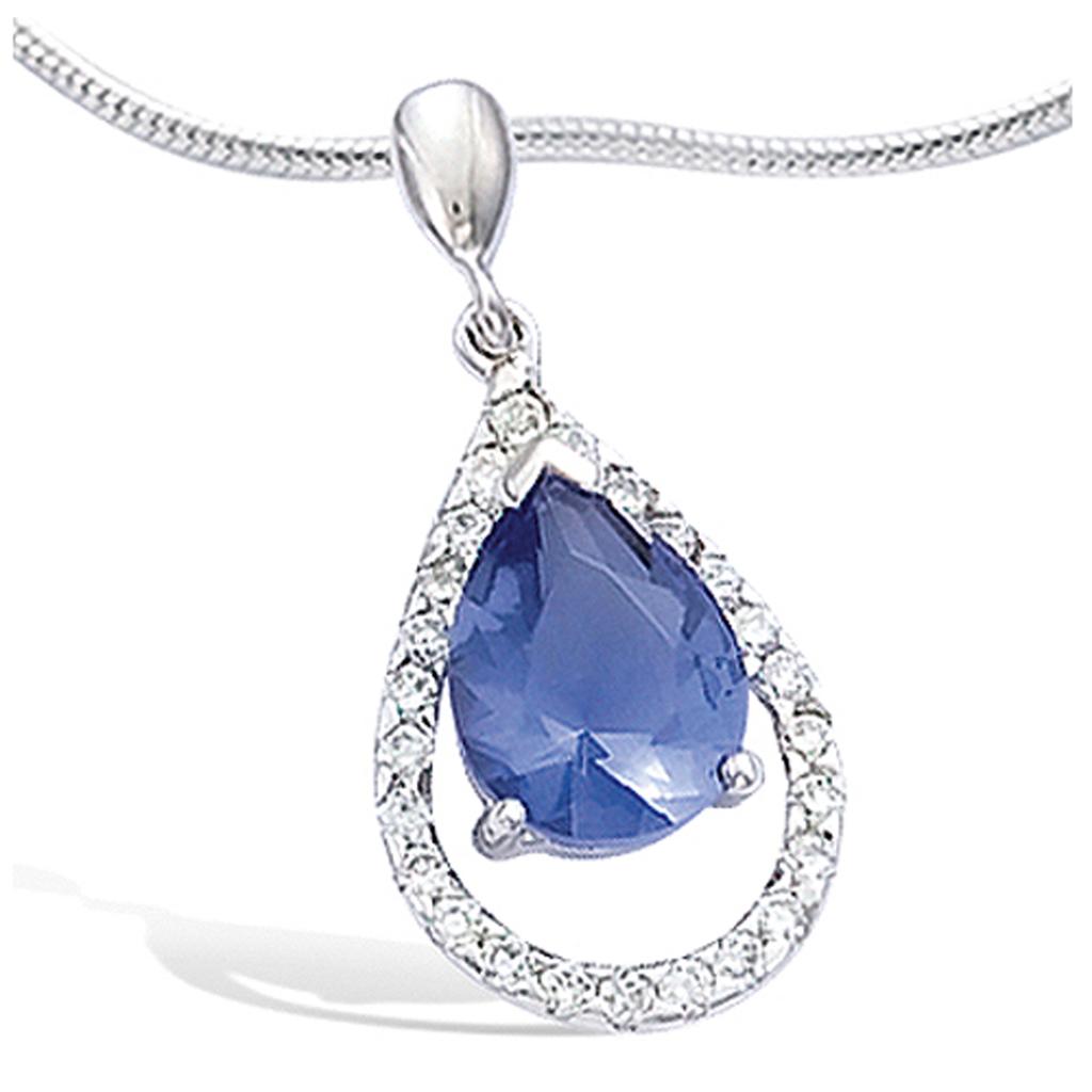 Les Trésors De Lily [J3522] - Silver Pendant 'Celestina' Blue Tanzanite Silver (rhodium Plated) - 25x13 Mm