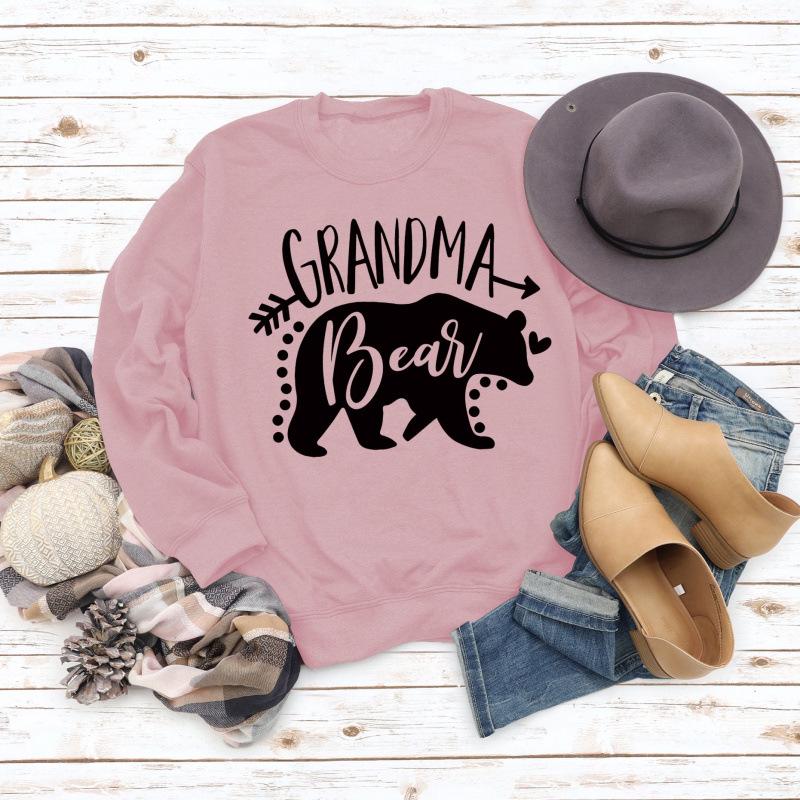 Grandma Bear Letter Print Women's Long Sleeve Sweatshirt