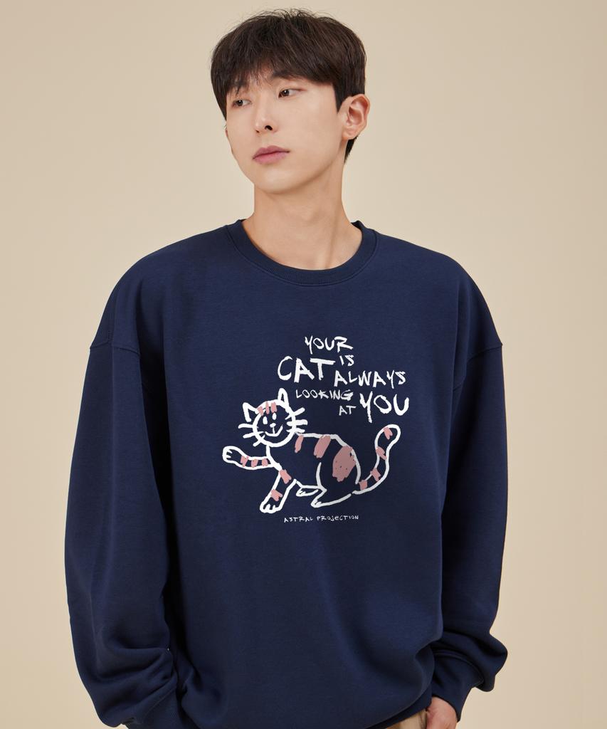 ASTRAL PROJECTION Doodlecat Loose Fit Sweatshirt_Navy