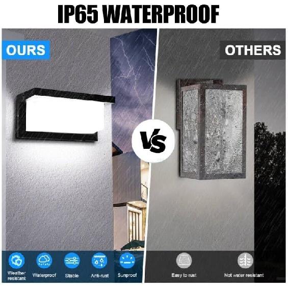 5000K Daylight White Outdoor Wall Sconce Lights, LED Exterior Light Fixture Wall Mount Ip65 Waterproof, Wall Porch Light for Garage Walkway Hallway