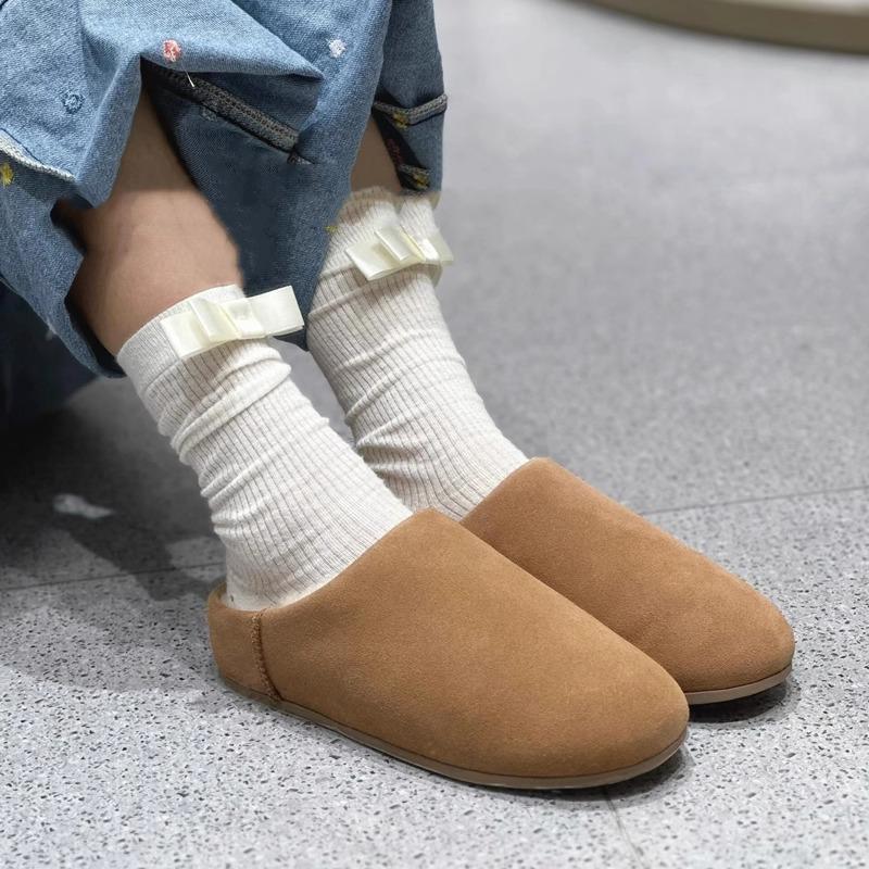 Suede Women Slippers Flats Fashion Warm Fur Mules Shoes Winter Casual Slingback Shoes Designer Shoes 2026 Walking Mujer Zapatos
