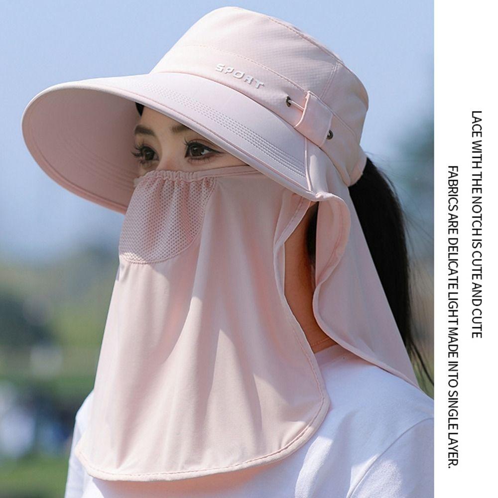 Wide Brim Face Mask Hat Sun Protection Mountaineering Hat Lightweight Outdoor Sun Cap  Outdoor
