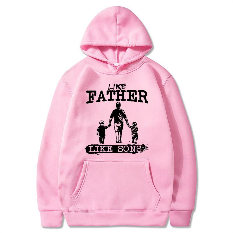 Men Like Father Like Son Graphic Hoodie Black Casual Pullover Sweatshirt with Dad Kids Print Perfect for Matching Outfits