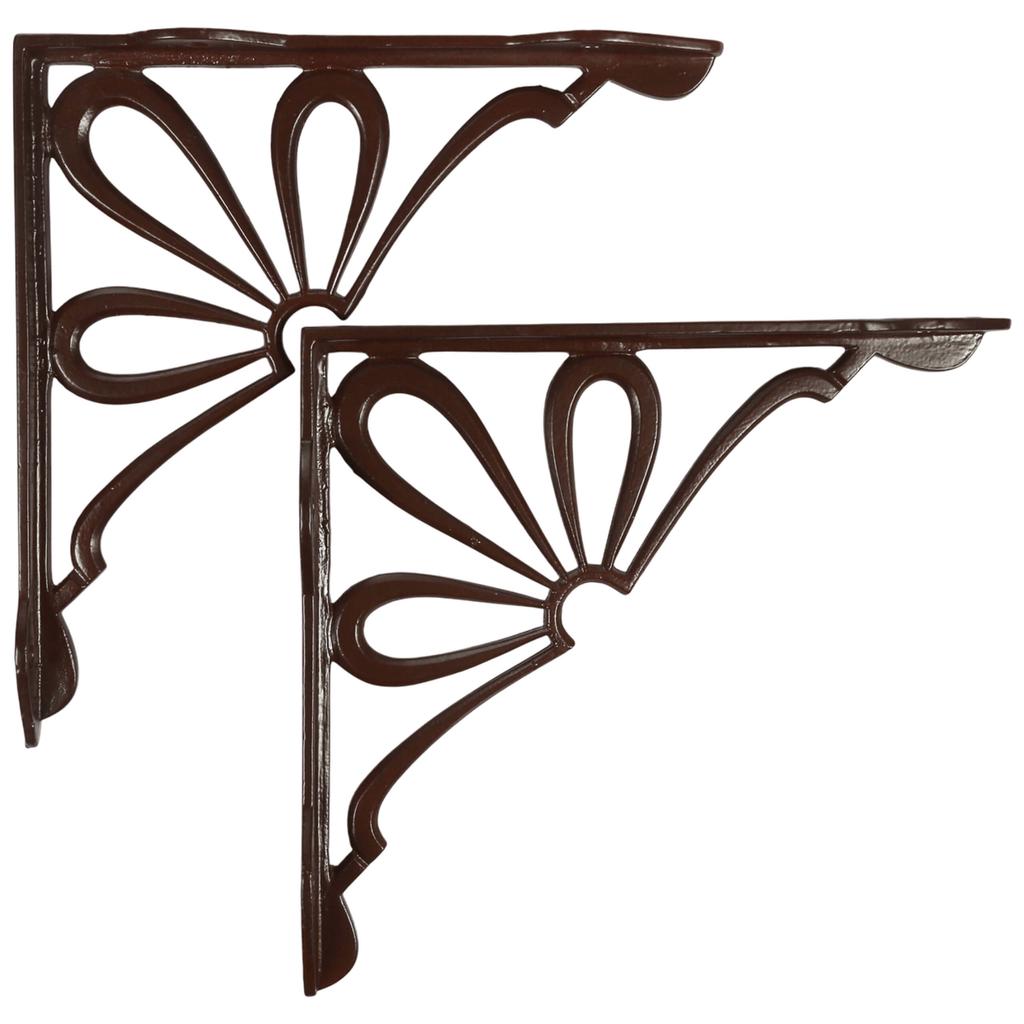 2 Cast Iron Wall Shelf Brackets Support Bracket Brown