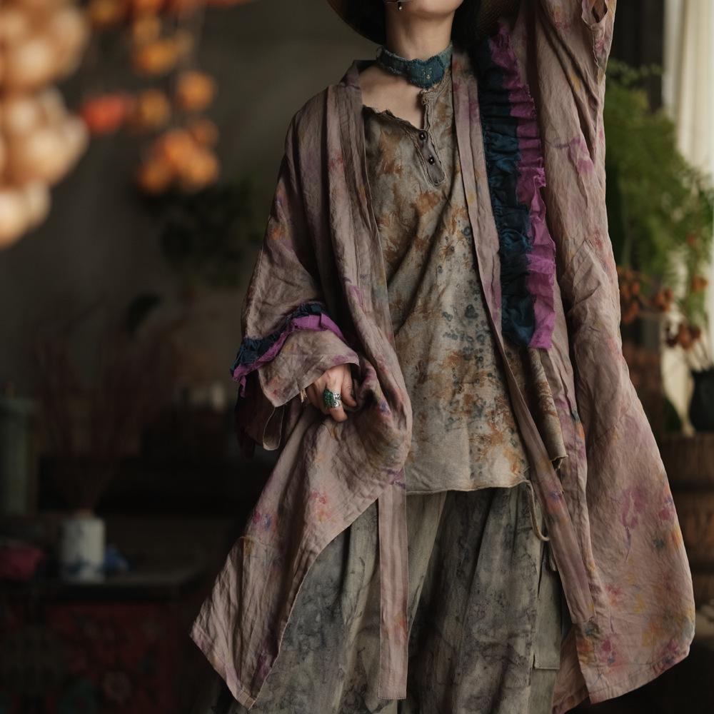 Johnature Camicie Vintage da Donna Stampa Floreale Top Primavera Stile Cinese Manica Lunga Patchwork Alta Qualità Camicie Lunghe