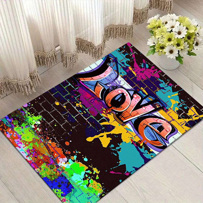 

1pc Colorful love Print, Design Area Rug - Soft, Anti-Slip, and Durable Gaming Room Decor for Bedroom, Living Room 60cm by 90cm