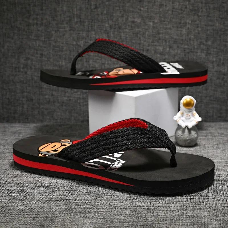 

Крутые летние тапочки с рисунком для мужчин EVA, модные мягкие нескользящие шлепанцы, сандалии для отдыха на плоской подошве, пляжная повседневная обувь для путешествий 40-41 чёрный
