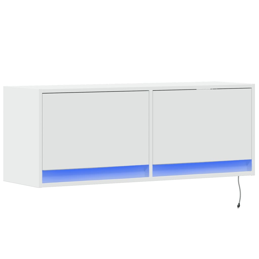 TV Wall Cabinet with LED Lighting White 100 x 31 x 35 cm
