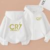 Kinder Voetbal Hoodie Letter CR7 Rits Stijl Jas Sweatshirt Jongens Meisjes 3-12 Jaar Lange Mouwen Losse Top Casual Sportkleding