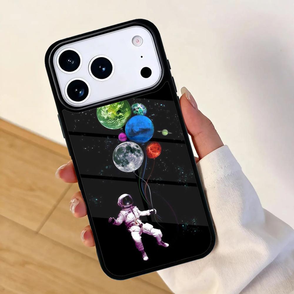 Starry Space Moon Astronaut Aesthetic Phone Case For Apple iPhone 17 Air 16 Pro Max 15 Pro Max 14 13 12 11 Mini Back Cover