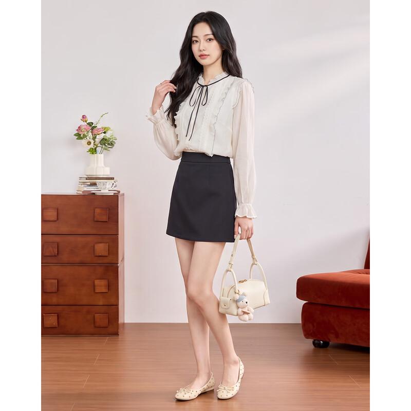 IEF French Style Ruffled Blouse and Skirt Set