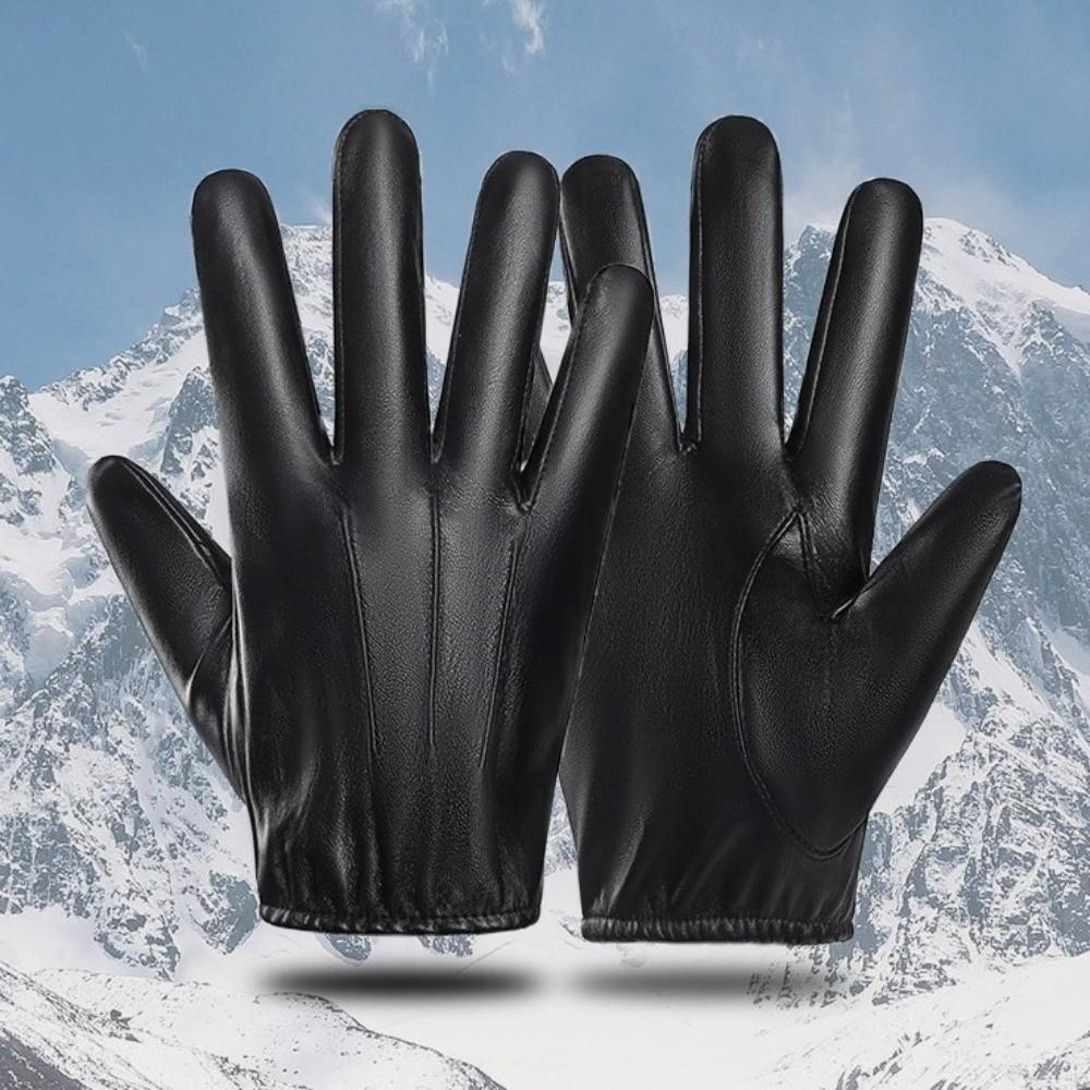 Black Full Finger Mittens Punk PU Leather Gloves Fashion Driving Gloves  Outdoor