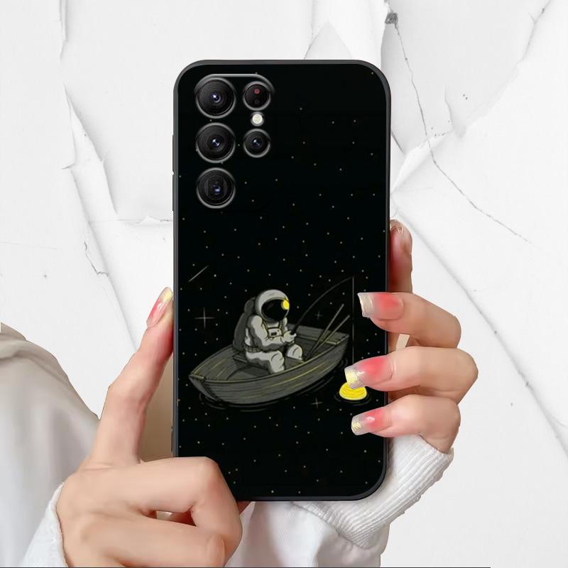Astronaut Pattern Phone Case For Samsung Galaxy S25 Ultra Covers For Galaxy S 25 Ultra Soft Silicone Shell Black TPU Fundas