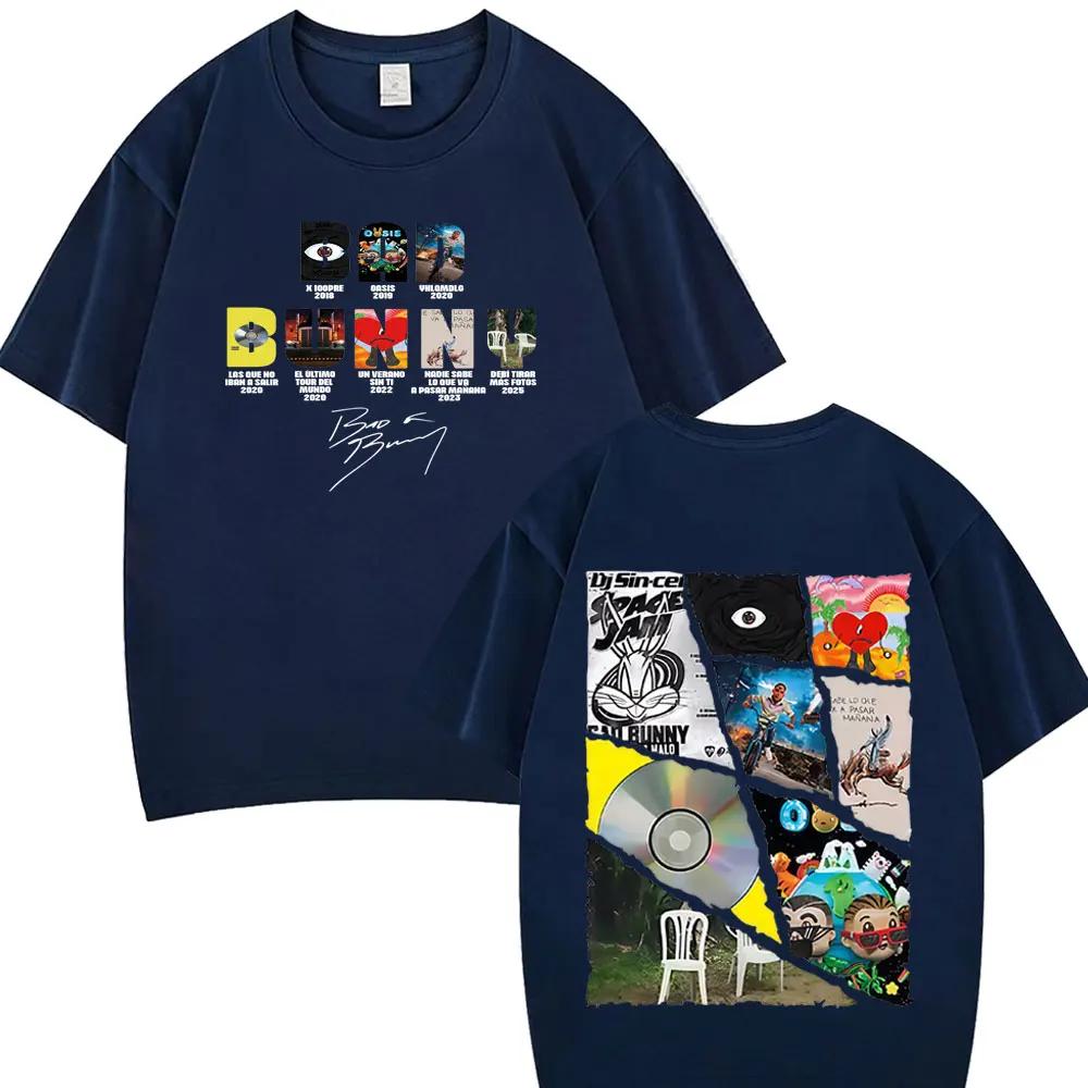 Rapper Bad Bunny Tour Album Merch Magliette Debi Tirar Mas Fotos DTMF Graphics Magliette Uomo Hip Hop Cotone Oversize Magliette alla Moda