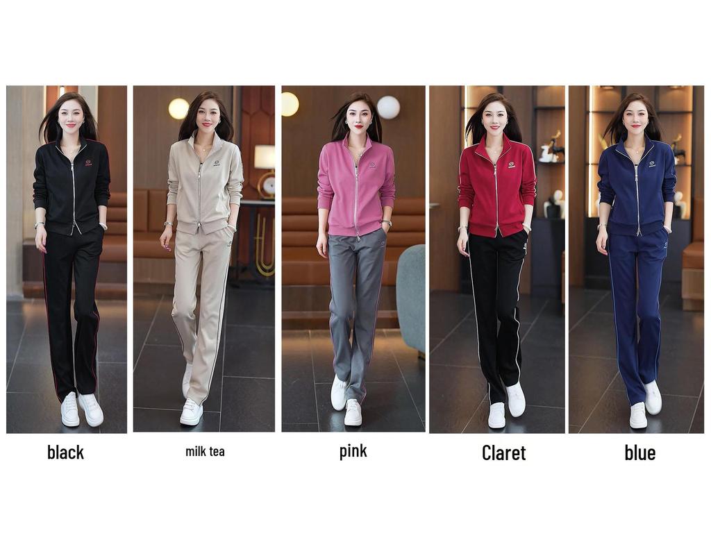 2025 New Korean Style Slimming Two-Piece Casual Sports Suit for Spring and Autumn